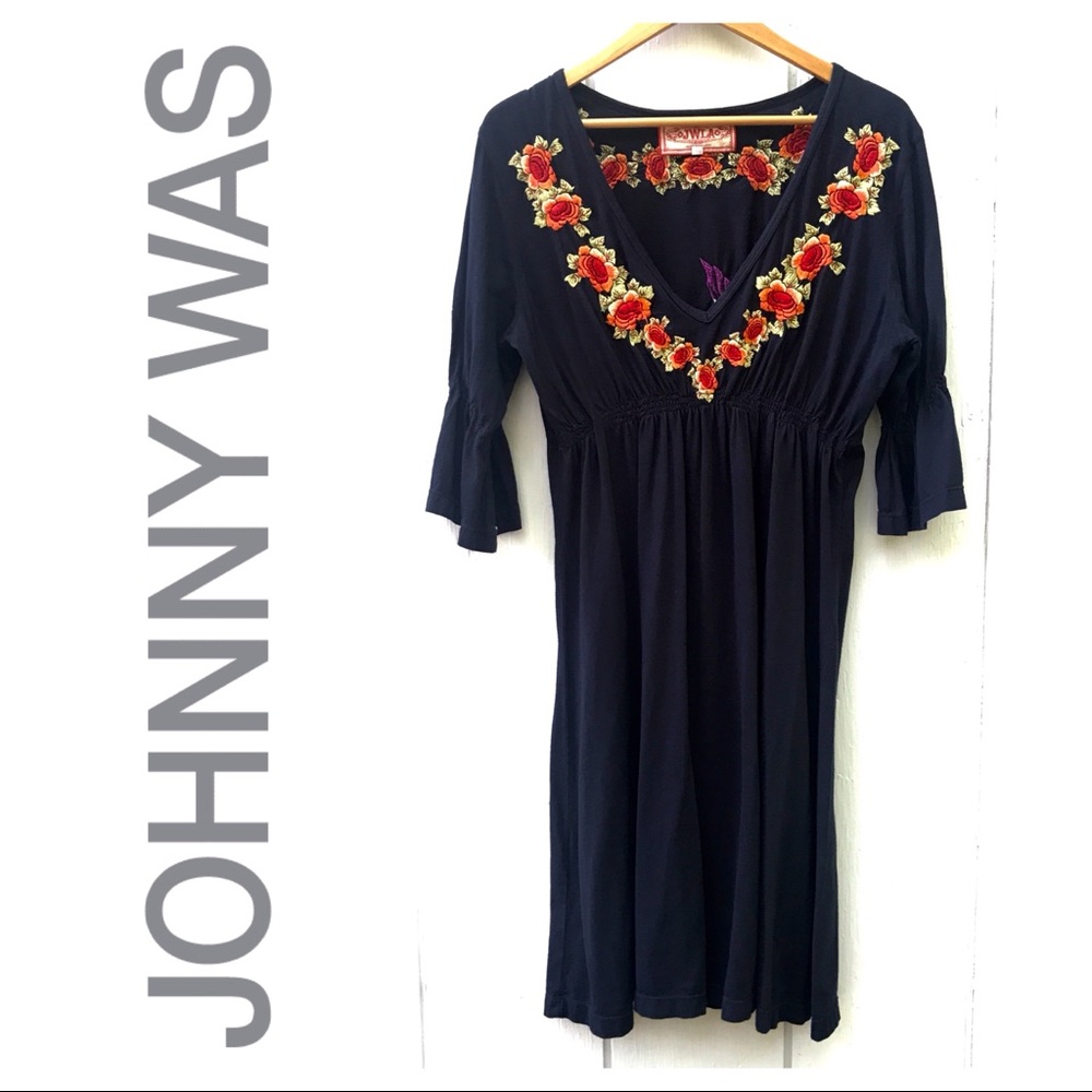 Johnny Was LA Embroidered Bird Dress